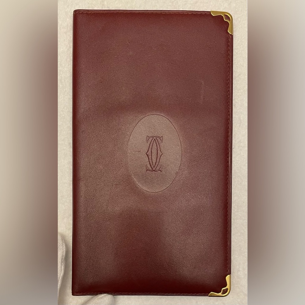 Cartier Large Authentic Vintage Maroon Leather Long Wallet